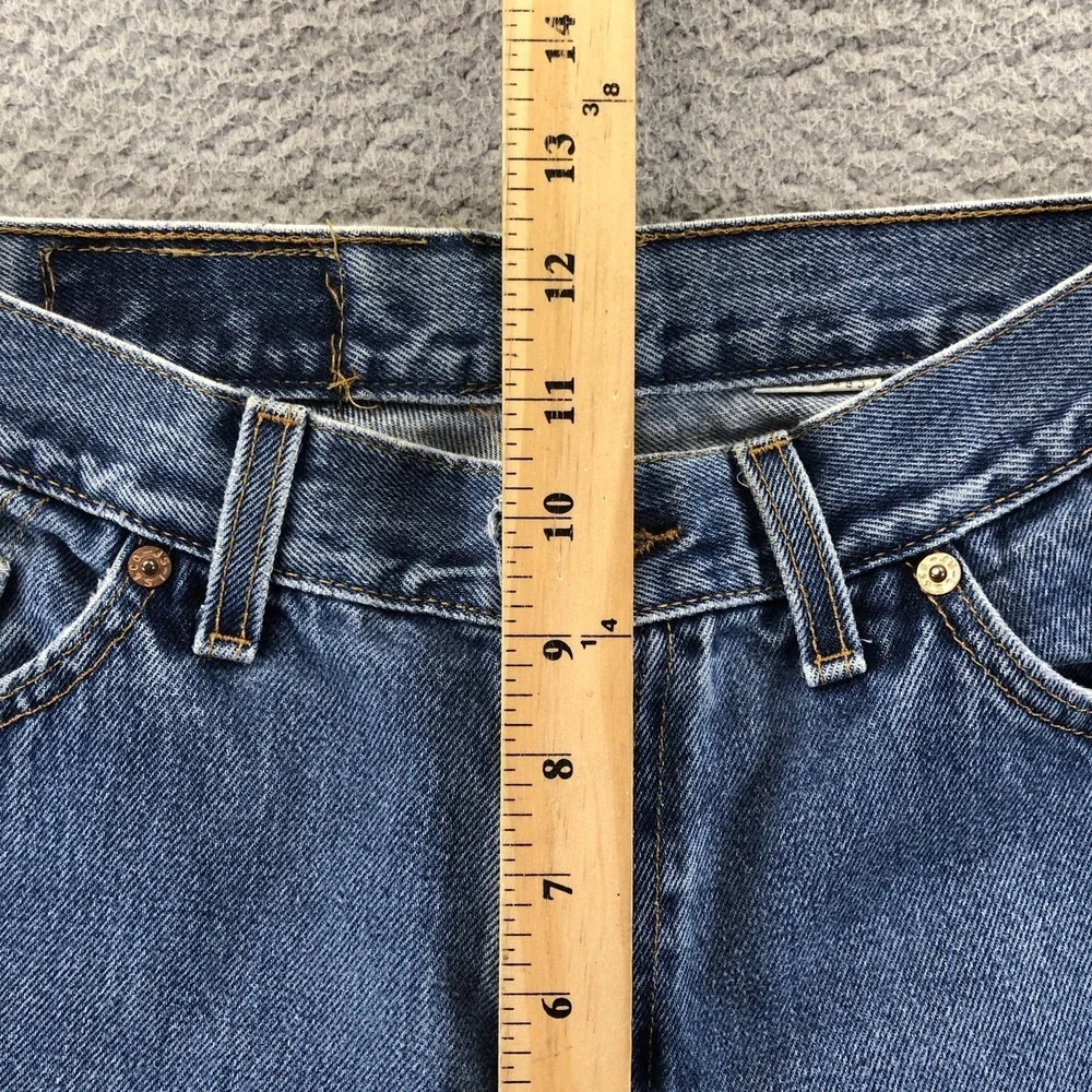 Vintage Levis Jeans Womens 28x29 Blue 517 Bootcut Raw Hem 90s Made In USA
